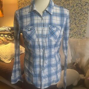 Aeropostale size L Baby Blue Plaid Shirt